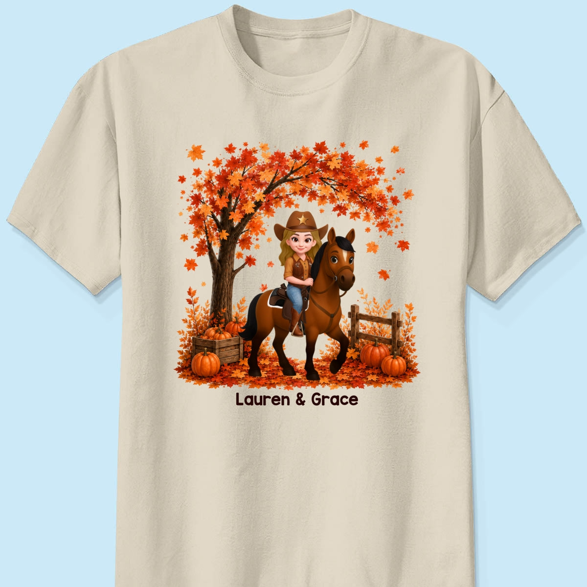 Trending Fall Season Girl And Her Horse - Personalized Shirt - Gift for Horse Lovers