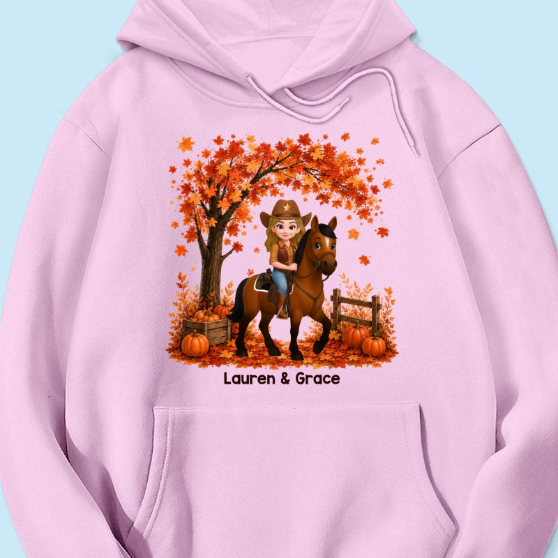 Trending Fall Season Girl And Her Horse - Personalized Shirt - Gift for Horse Lovers