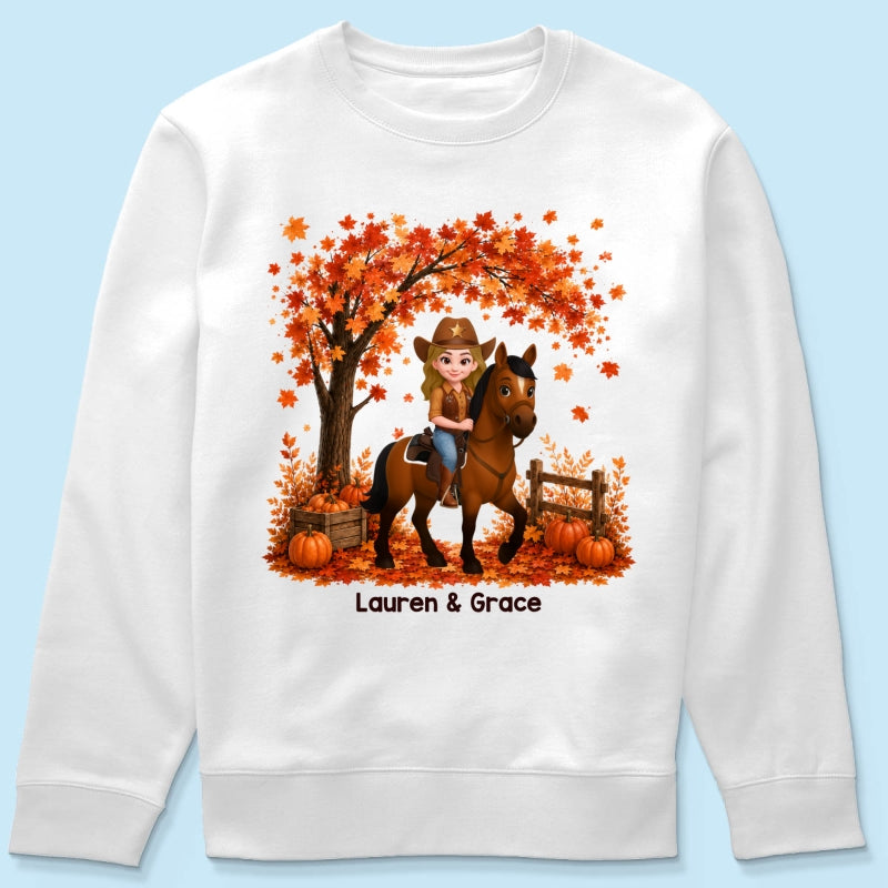 Trending Fall Season Girl And Her Horse - Personalized Shirt - Gift for Horse Lovers
