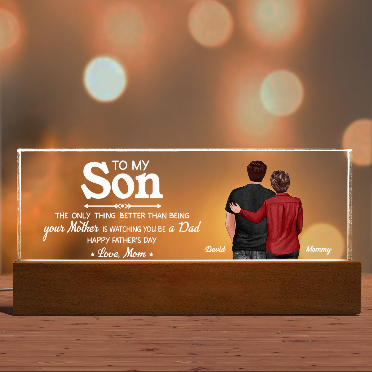 From Mom To Son Remember That I Love You, Personalized LED Night Light, Father's Day Gift For Son