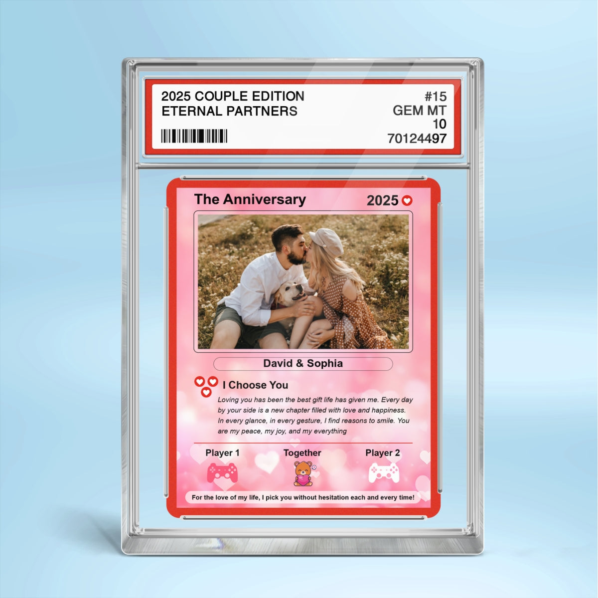 Couple Custom Photo Cartoon Trading Card Style Personalized Acrylic Block Plaque, Gift For Couple