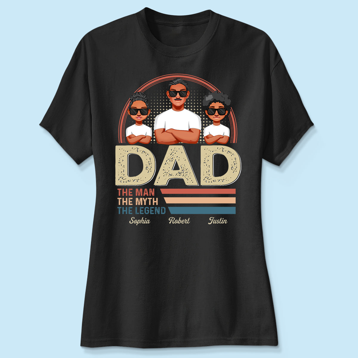 Dad Grandpa The Man The Myth The Legend Retro Line Personalized Shirt