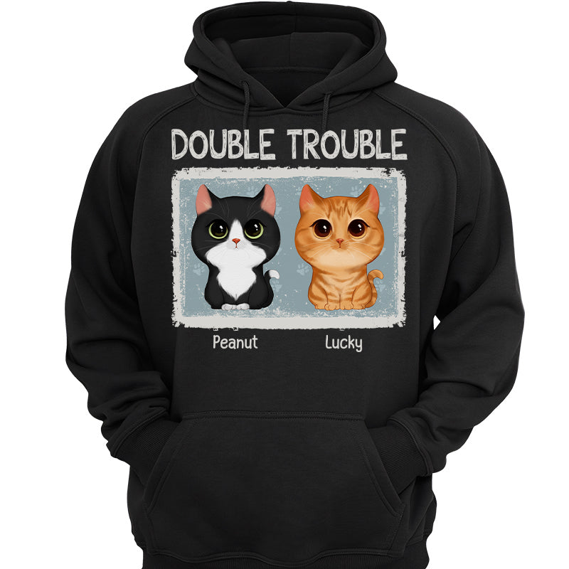 Double Trouble Drizzle Color Frame Watercolor Cute Cats Personalized Shirt