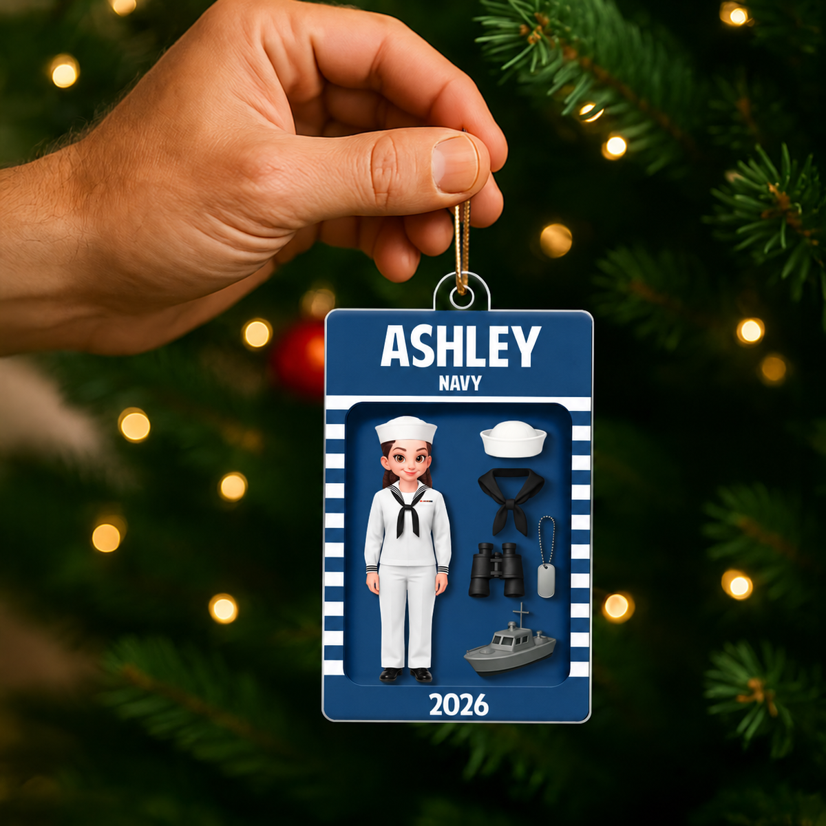 Navy Action Figure 3D Effect - Personalized Acrylic Ornament - Special Gift For Navy