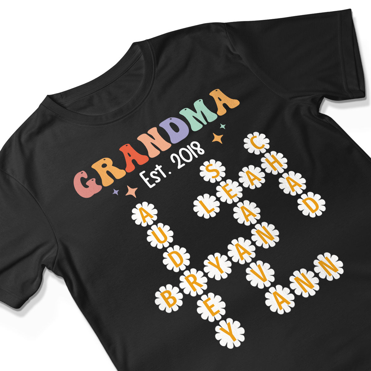 Grandma Mom Daisy Flower Crossword Art Puzzle Personalized Shirt