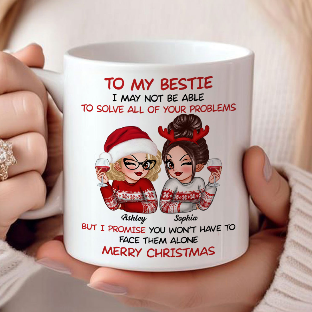 To My Bestie Sassy Girls Personalized Mug, Funny Christmas Gift For Sisters
