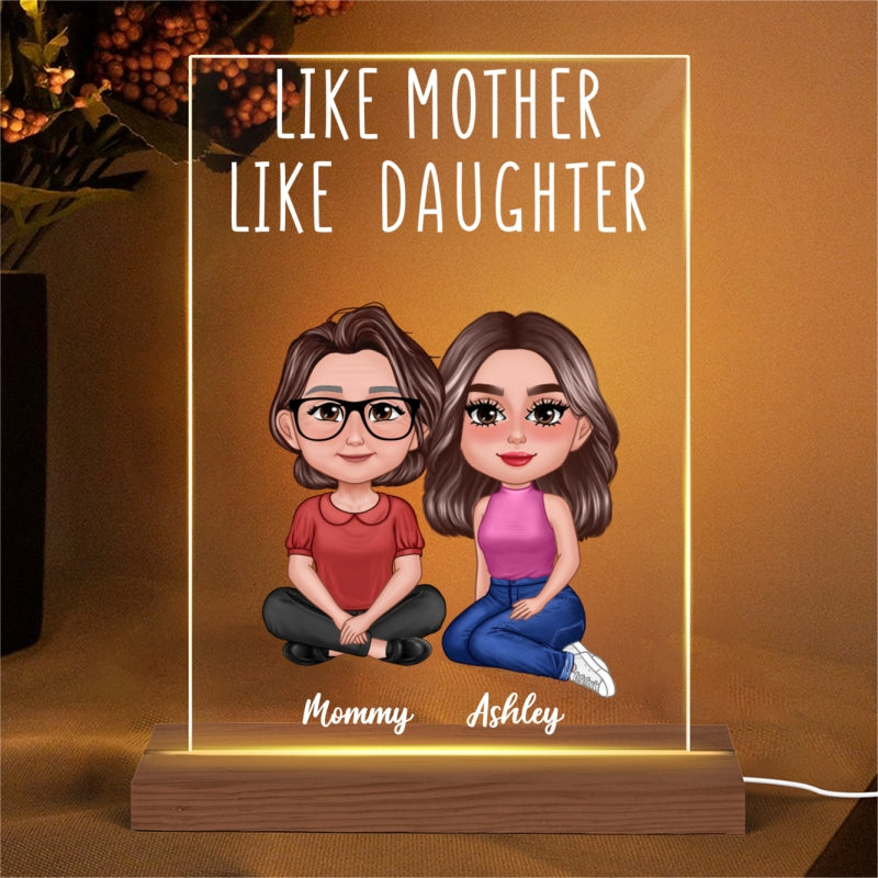 Pretty Doll Like Mother Like Daughters Doll Mom And Daughters Personalized Rectangle Acrylic Plaque LED Lamp Night Light