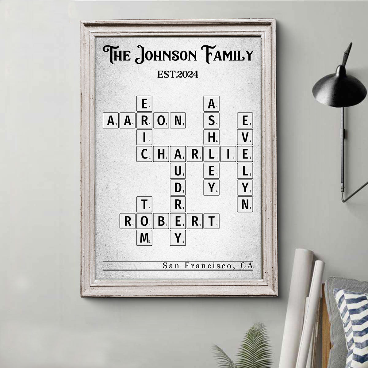 Family Crossword Art Newspaper Created In A Moment Treasured Forever Personalized Poster