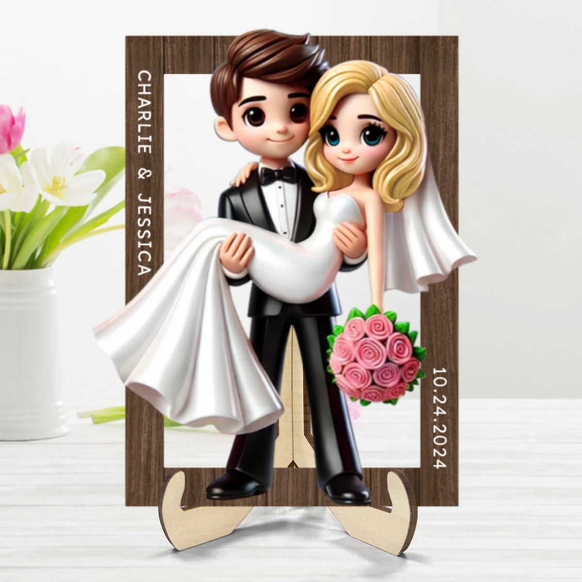 Personalized Mr Mrs First Year Married Couple Personalized 2-Layered Wooden Plaque, Gift for him, Gift for her