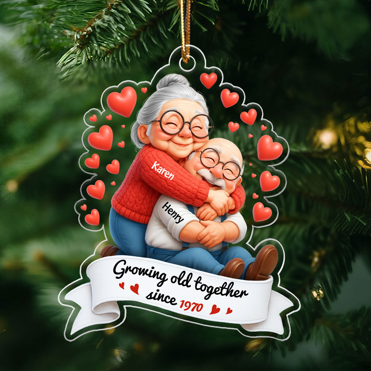 Annoying Each Other Old Couple Personalized Acrylic Ornament - Christmas Gift For Couples, For Wife, For Husband, For Grandparents