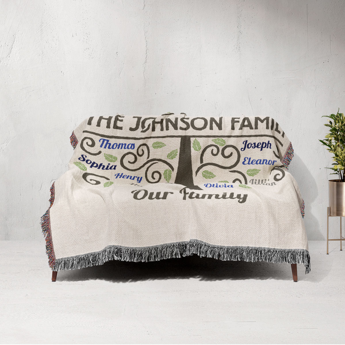 Family Tree Grandma Grandpa Grandparents Gift Home Decor Personalized Tapestry Woven Blanket