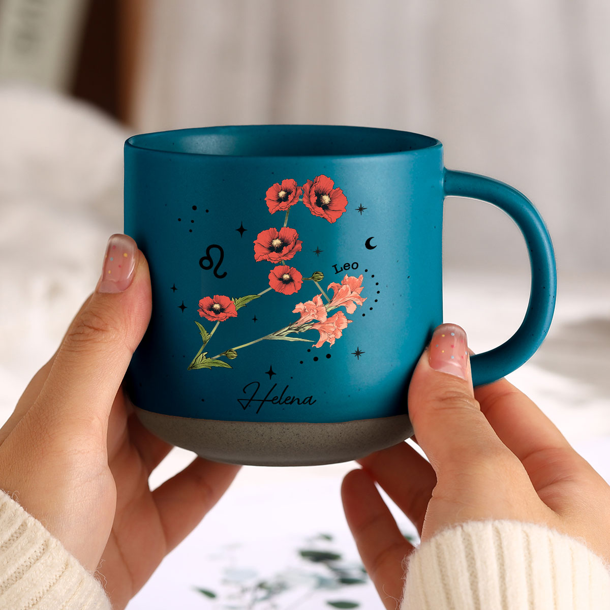 Zodiac Floral Star Constellation Birth Month Flower Personalized Pottery Mug, Best Friend Mug, Birthday Mug, Birth Signs, Star Signs