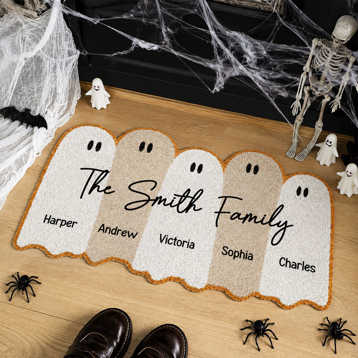 Ghost Family With Names - Personalized Doormat - Halloween Home Decor