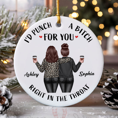 Back View Besties Christmas Personalized Ceramic Ornament, Funny Gift For Besties, Best Friends, BFF