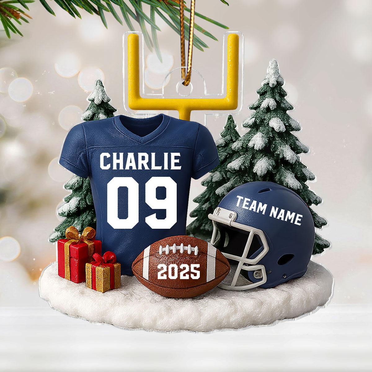 3D Effect Proud American Football Player Uniform - Personalized Acrylic Car Hanger - Gift For Football Lovers, Football Team