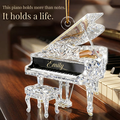 Piano Music Crystal Effect - Personalized Acrylic Ornament - Unique Christmas Gift For Pianist