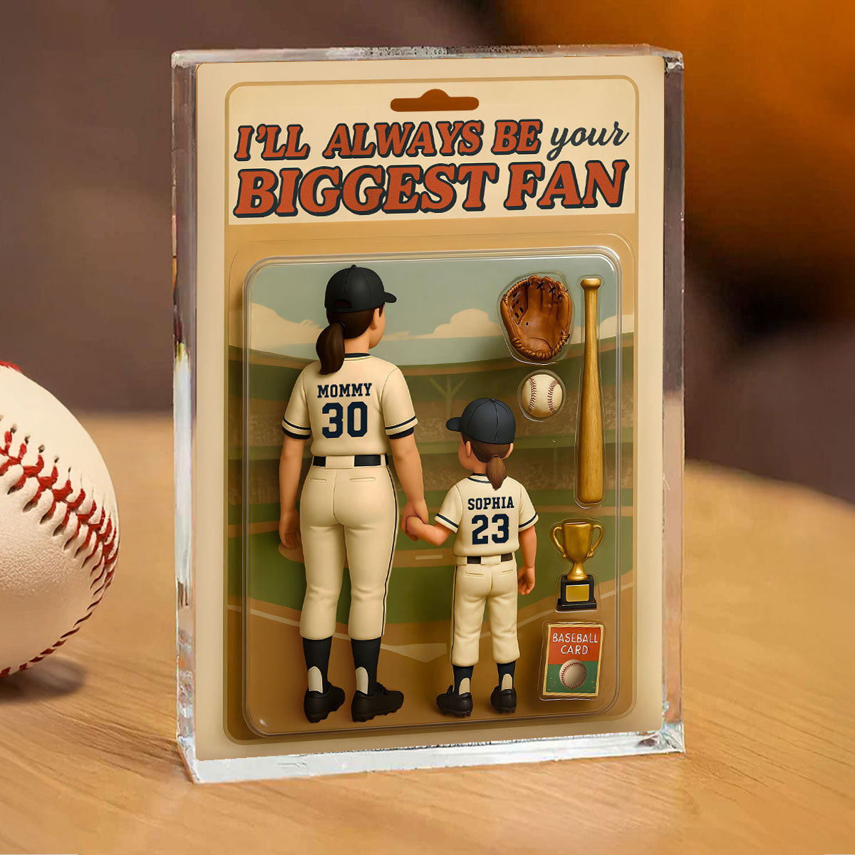 Baseball I Will Always Be Your Biggest Fan Personalized Rectangle Acrylic Block Plaque, Gift For Son, Daughter