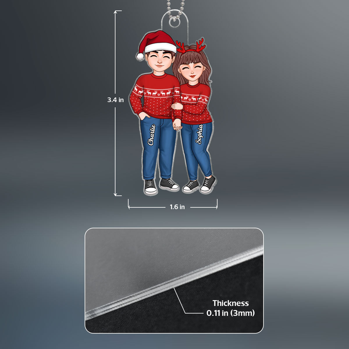 Cute Couple Loves Holding Hand Personalized Acrylic Ornament