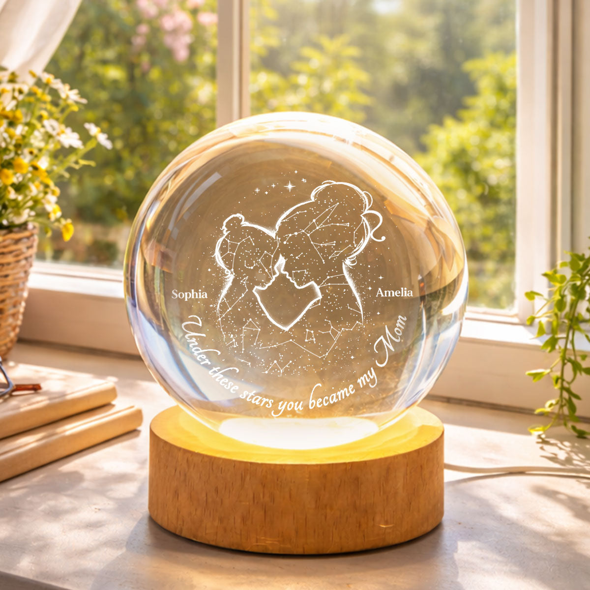 Under These Stars You Became My Mom - Personalized Crystal Ball - Heartfelt Gift For Mom, Grandma