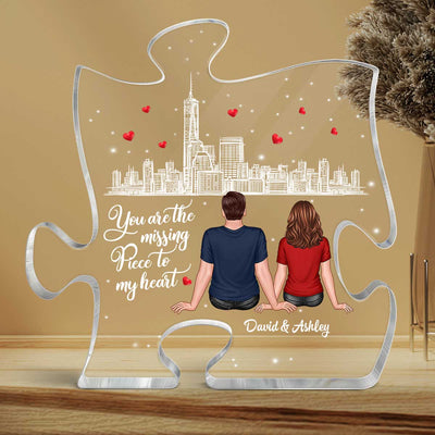 The Missing Piece To My Heart Couple Back View Personalized Puzzle Acrylic Plaque