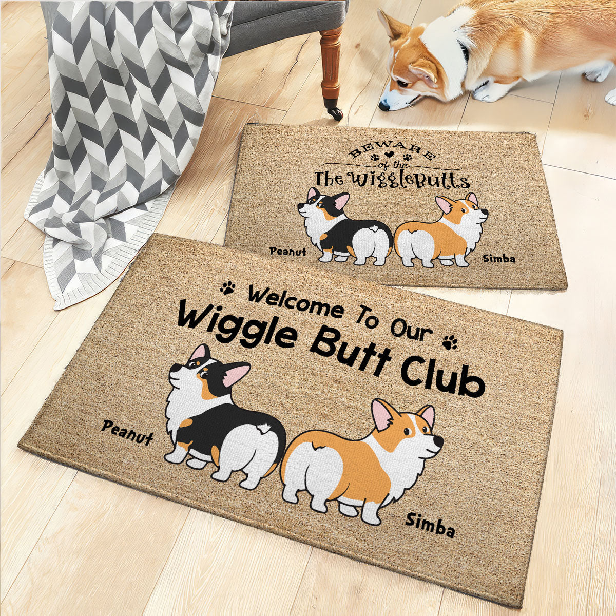 Corgi Wiggle Butt Club Dog Personalized Doormat, Home Decor For Corgi Lover