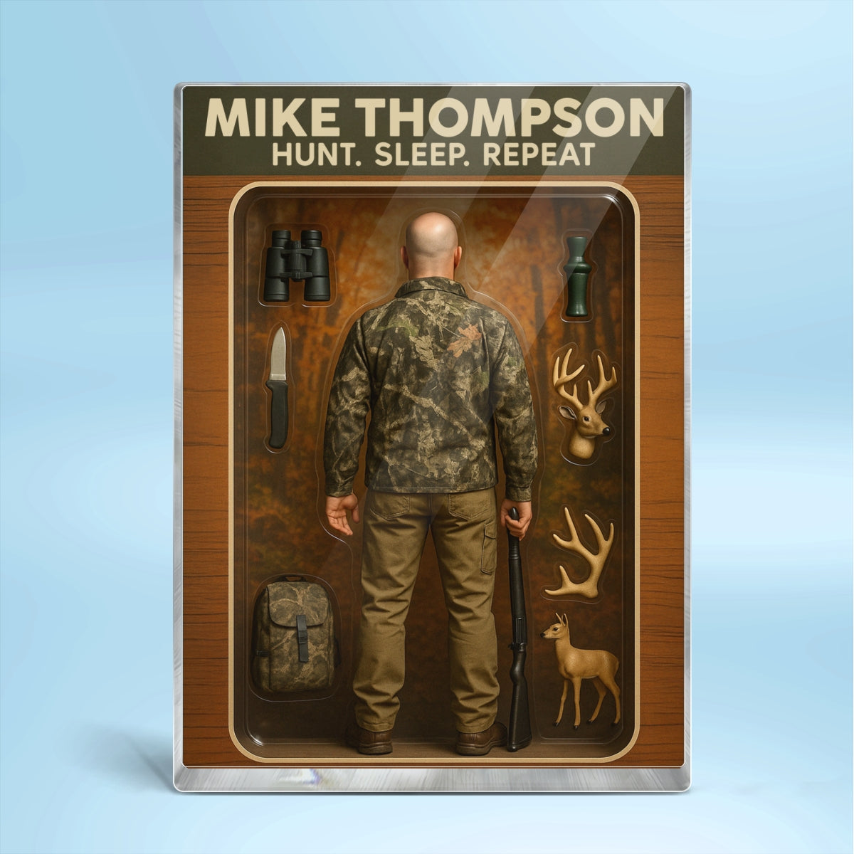 Hunting Dad Grandpa Man Realistic Figure Style Personalized Acrylic Block Plaque