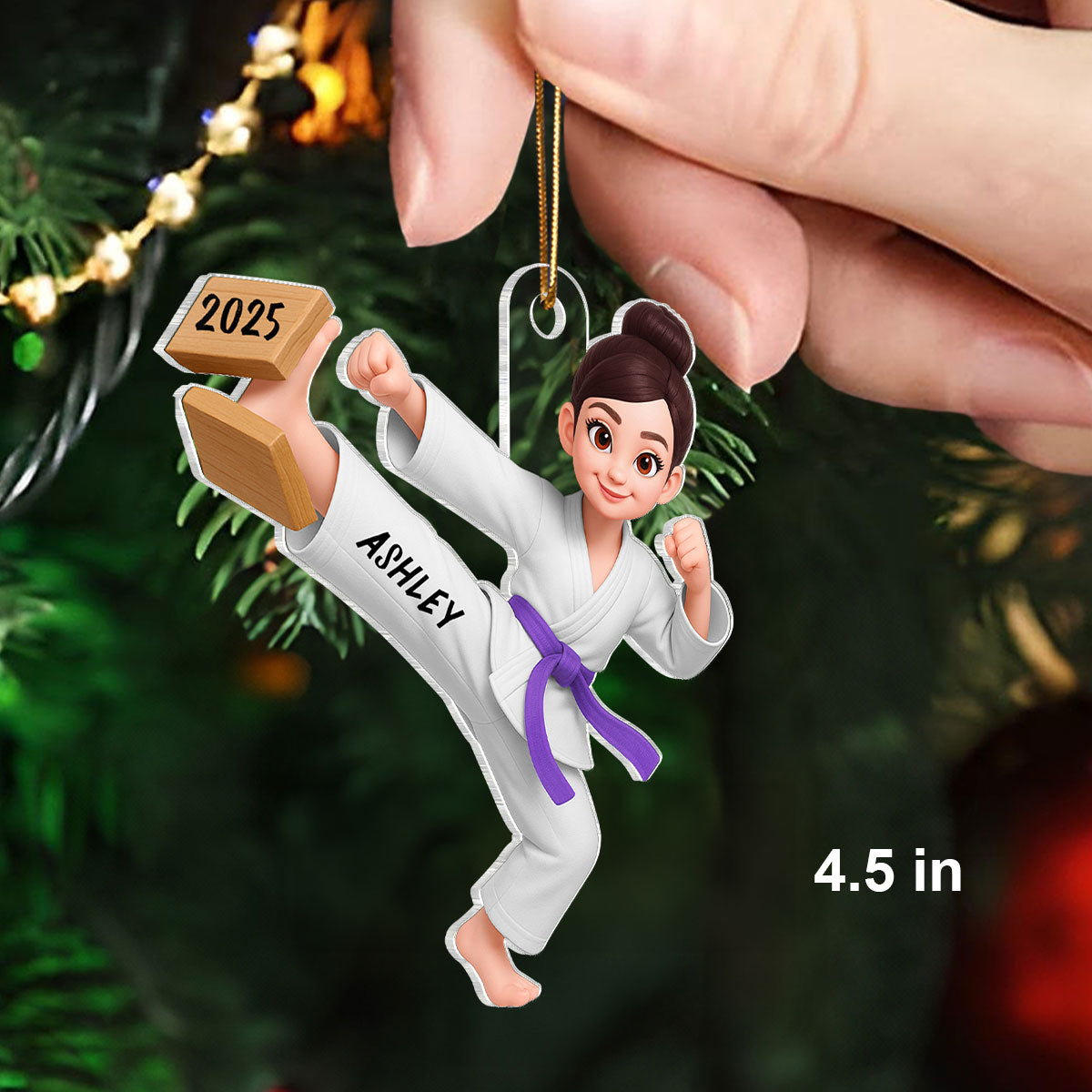 3D Effect Karate Boy Girl - Personalized 3D Sport Acrylic Car Hanger - Personalized Gift for Son, Daughter, Grandson, Granddaughter