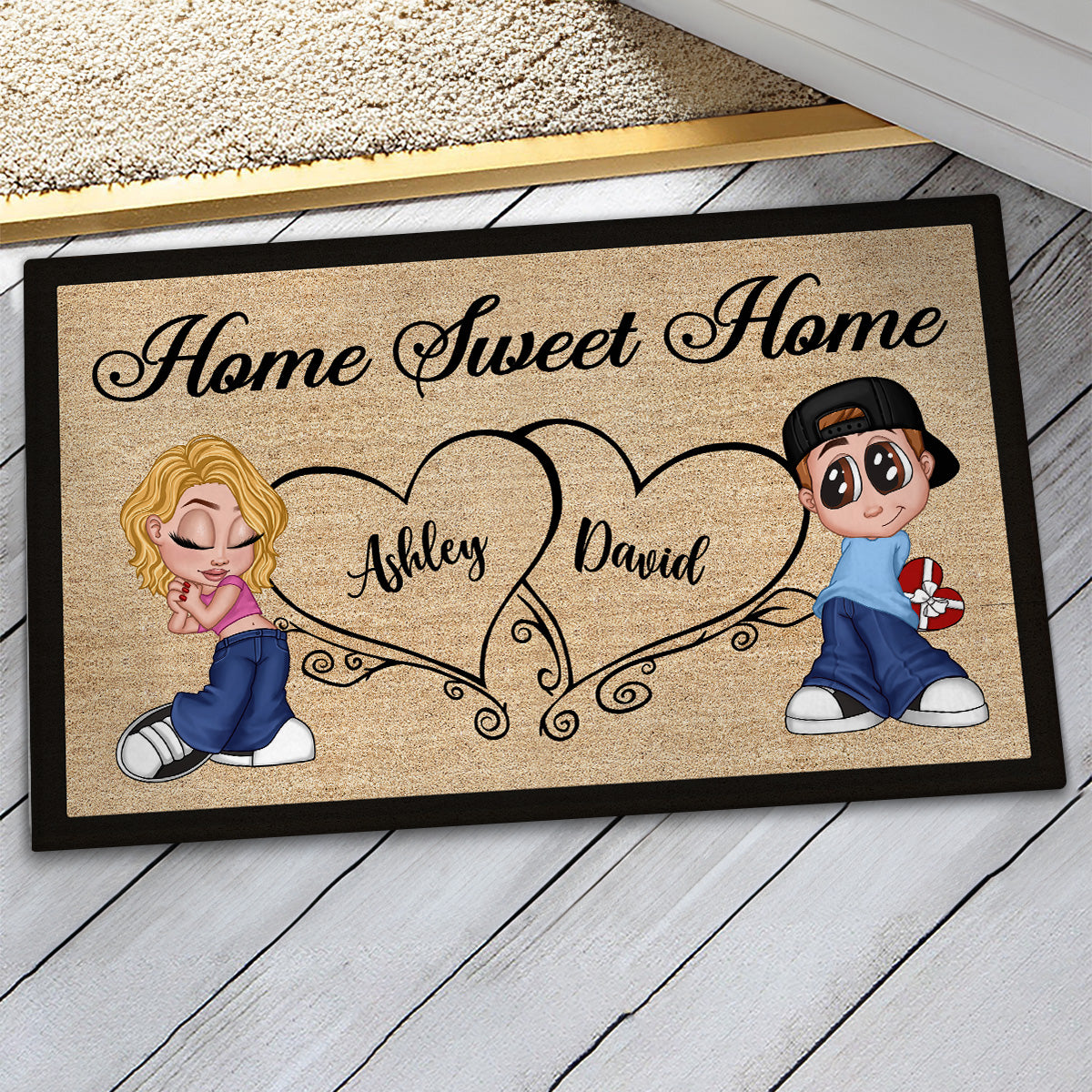 Home Sweet Home Y2K Couple Housewarming Gift Personalized Doormat