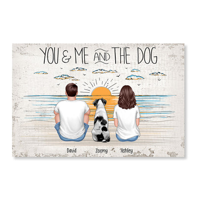 You Me And The Dogs Beach Outline Personalized Poster