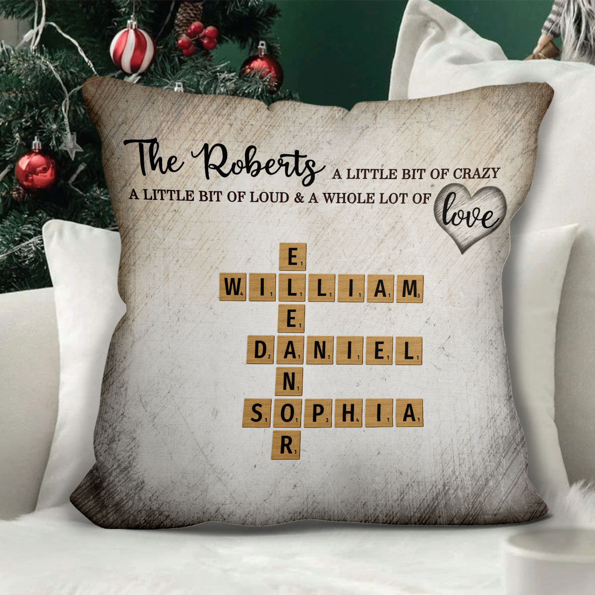 Family Whole Lot Of Love Crossword Puzzle Art - Captured In A Moment, Cherished For A Lifetime Personalized Pillow