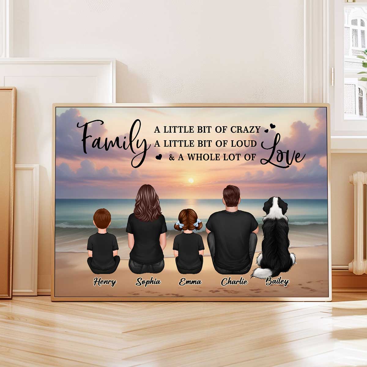 Family Whole Lot Of Love Realistic Beach Landscape – Treasured Forever Personalized Poster