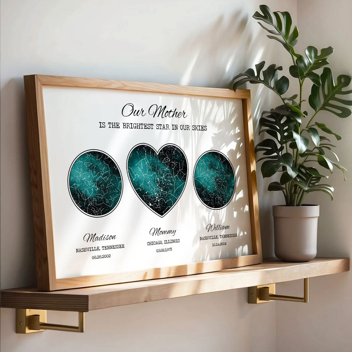 Custom Star Map Poster by Location & Date, Real Astronomical Data, Personalized Heartfelt Gift for Mom from Daughter, Son