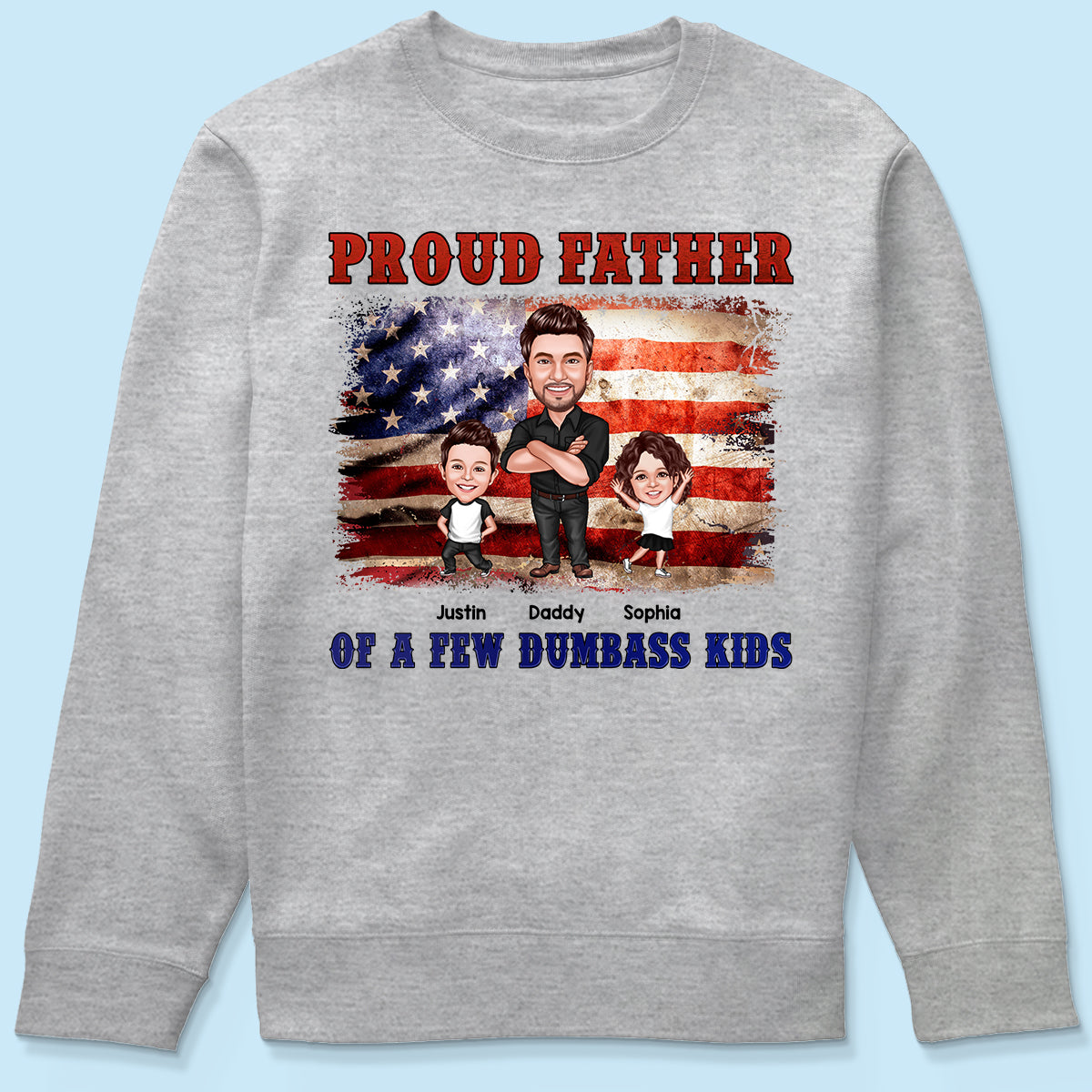 Proud Father Of Kids Caricature Personalized Shirt