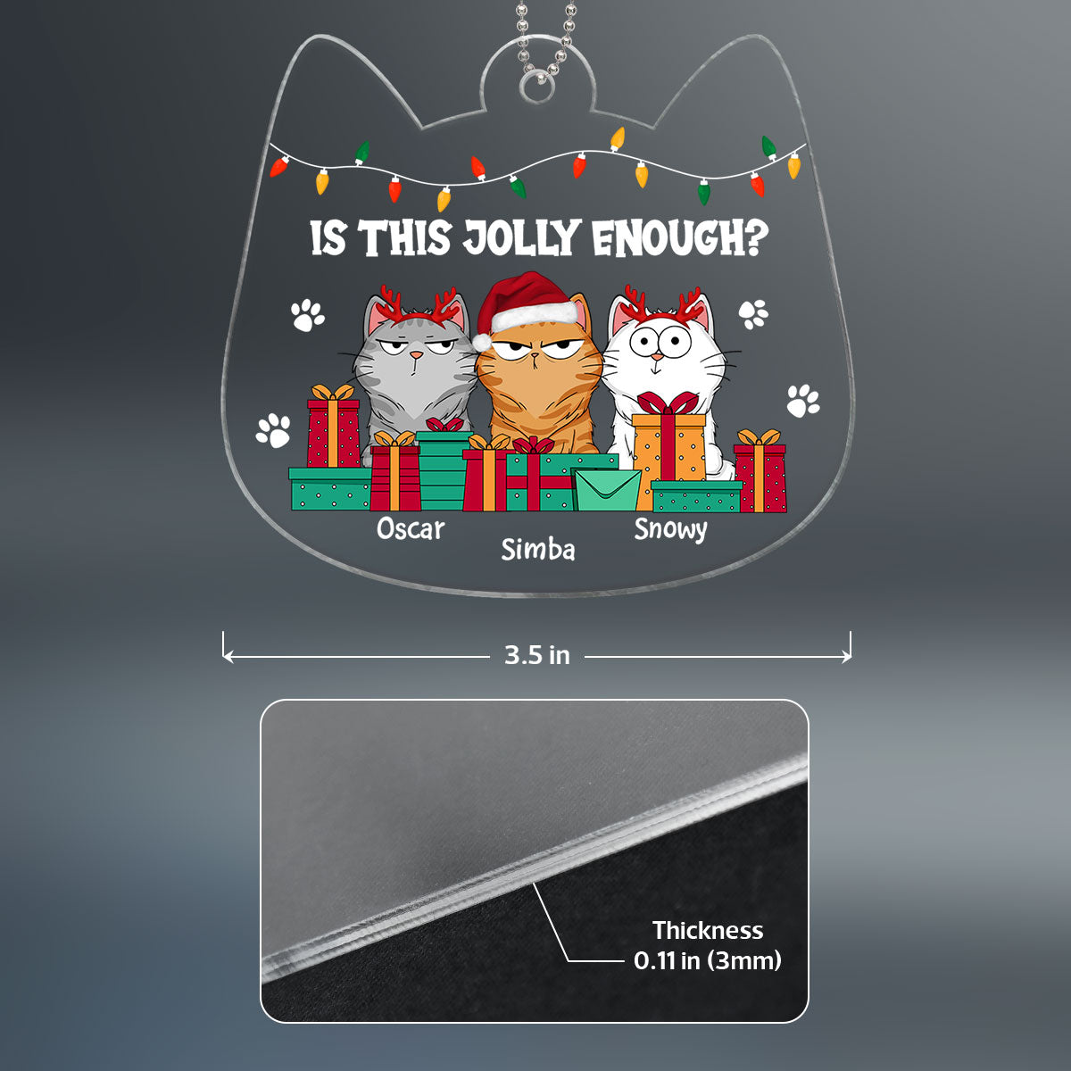 Is This Jolly Enough Cats Funny Expression Personalized Acrylic Ornament