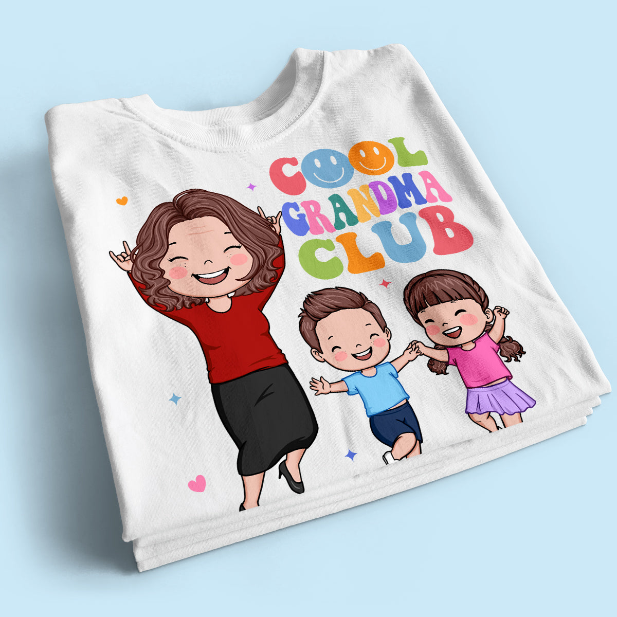 Vector Happy Woman And Kids Cool Grandma Club Personalized Shirt