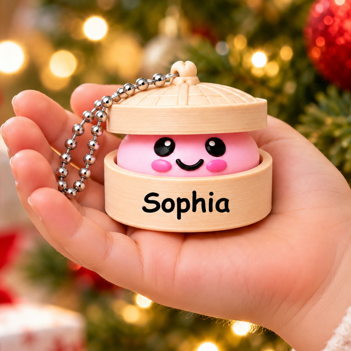 Custom Name Dumpling - Personalized 3D Clicker Ornament - Christmas Gift For Kids, Grandkids, Granddaughter, Grandson