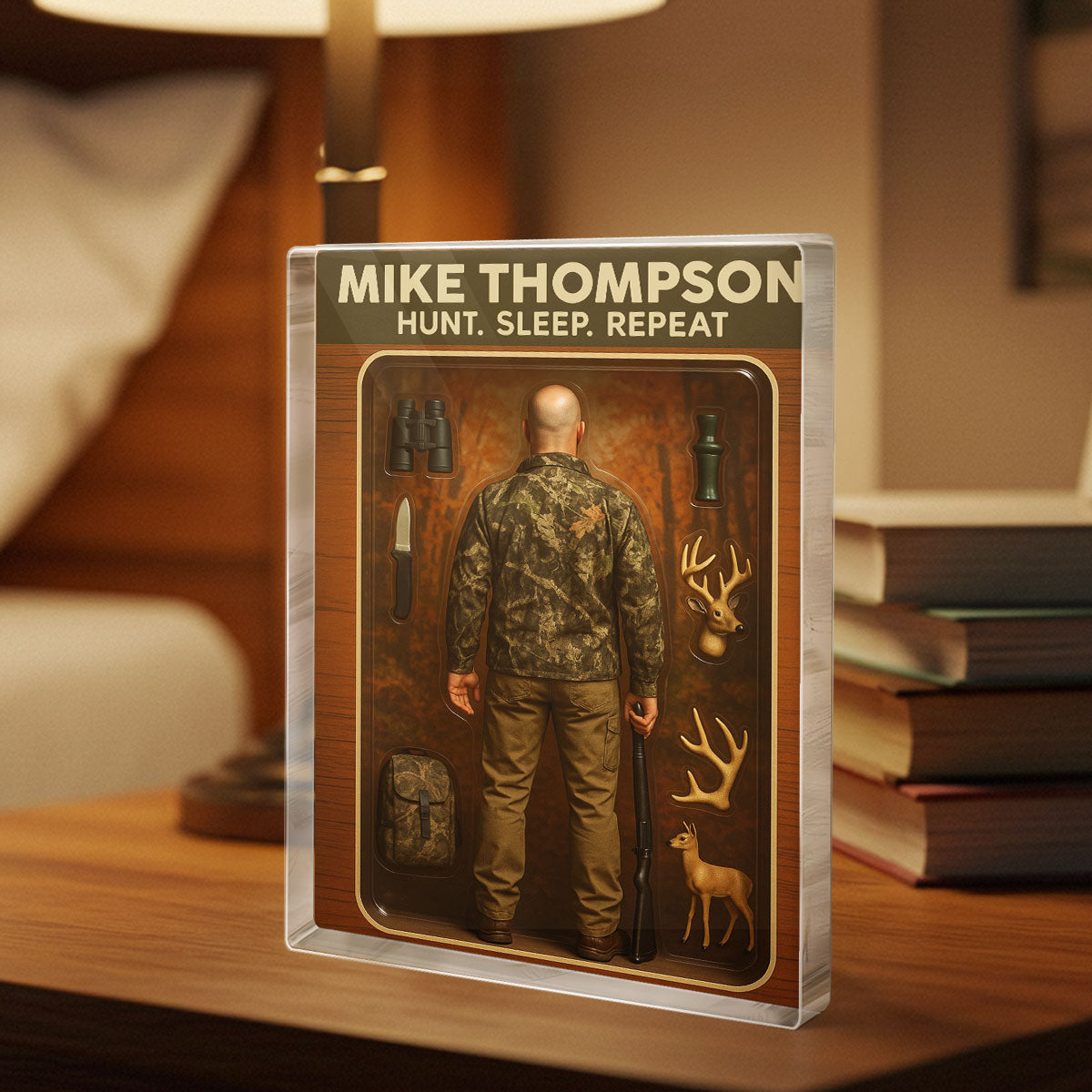 Hunting Dad Grandpa Man Realistic Figure Style Personalized Acrylic Block Plaque