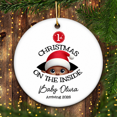 [Custom Skin Tone] Personalized Baby's First Christmas On the Inside Ornament, Custom Pregnancy Reveal Ornament, Expecting Parents