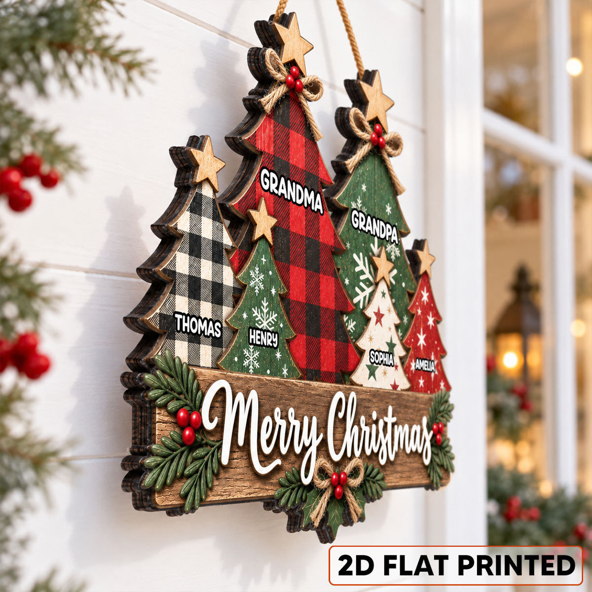 Rustic Grandparents Grandkids Christmas Tree - Personalized Wood Sign - Christmas Decor For Grandma, Grandpa