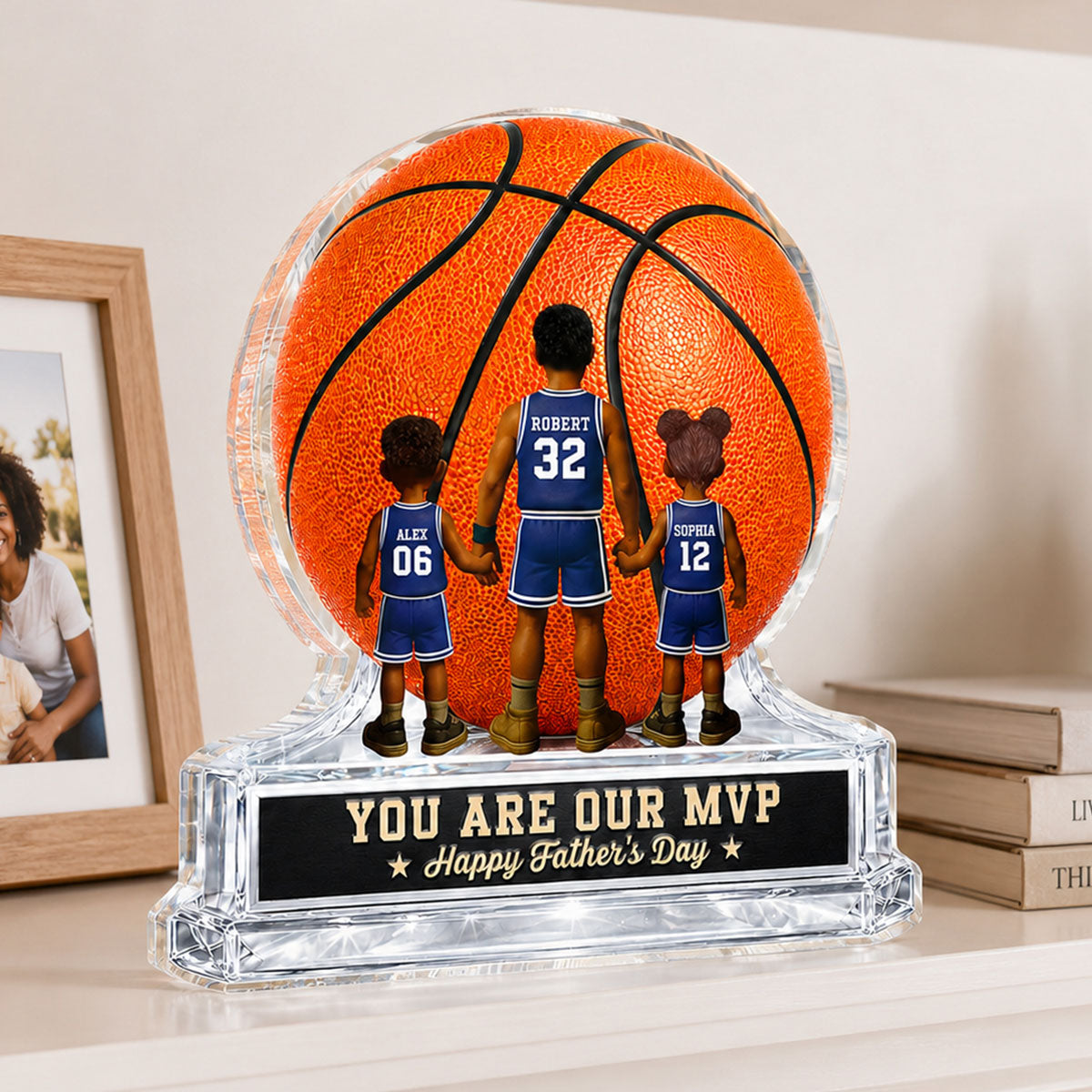 Basketball No 1 Dad Legend You Are Our MVP - Personalized Acrylic Block Plaque - Father's Day Gift For Dad, Husband, Basketball Fans