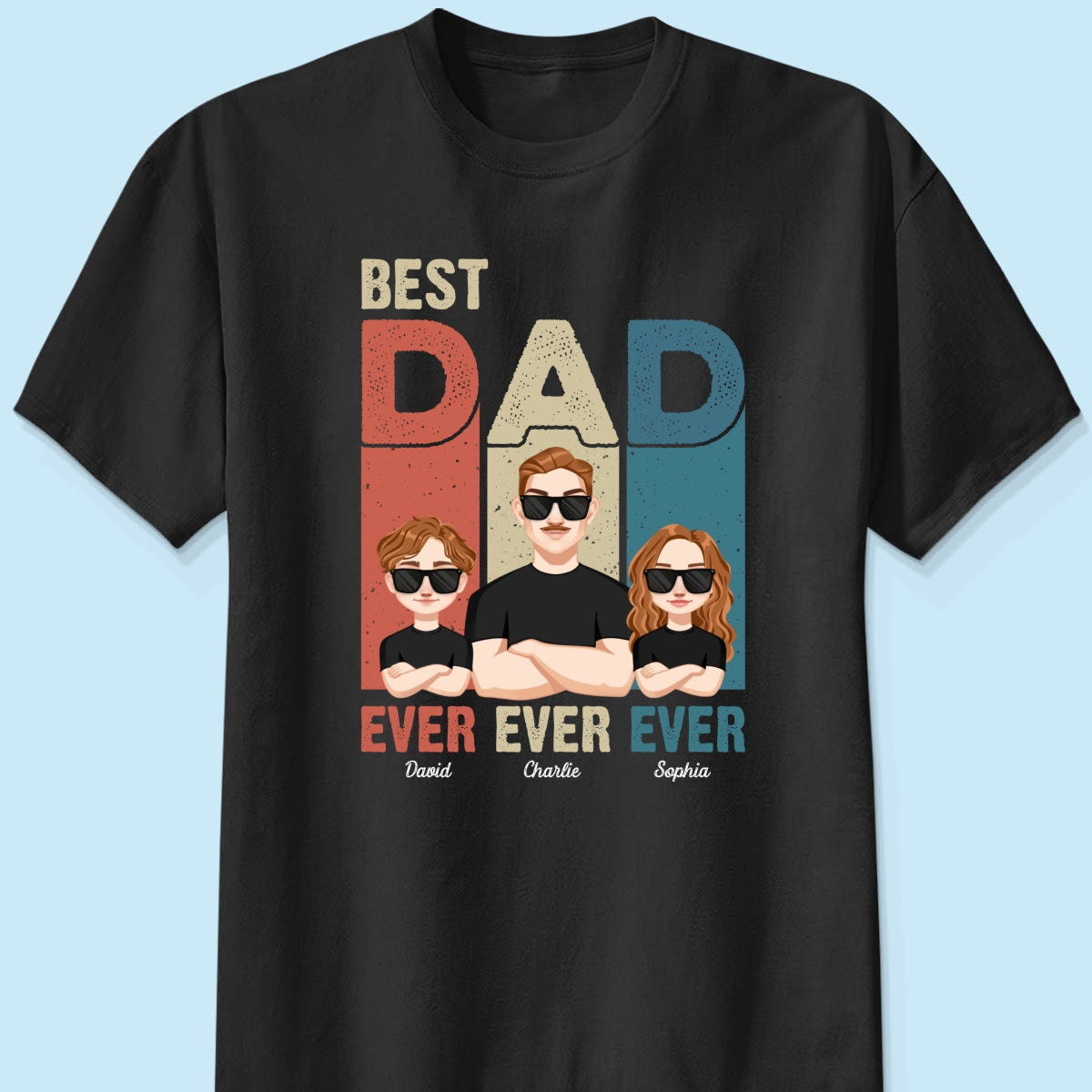 Best Dad Ever Retro Frame Letters Personalized Shirt