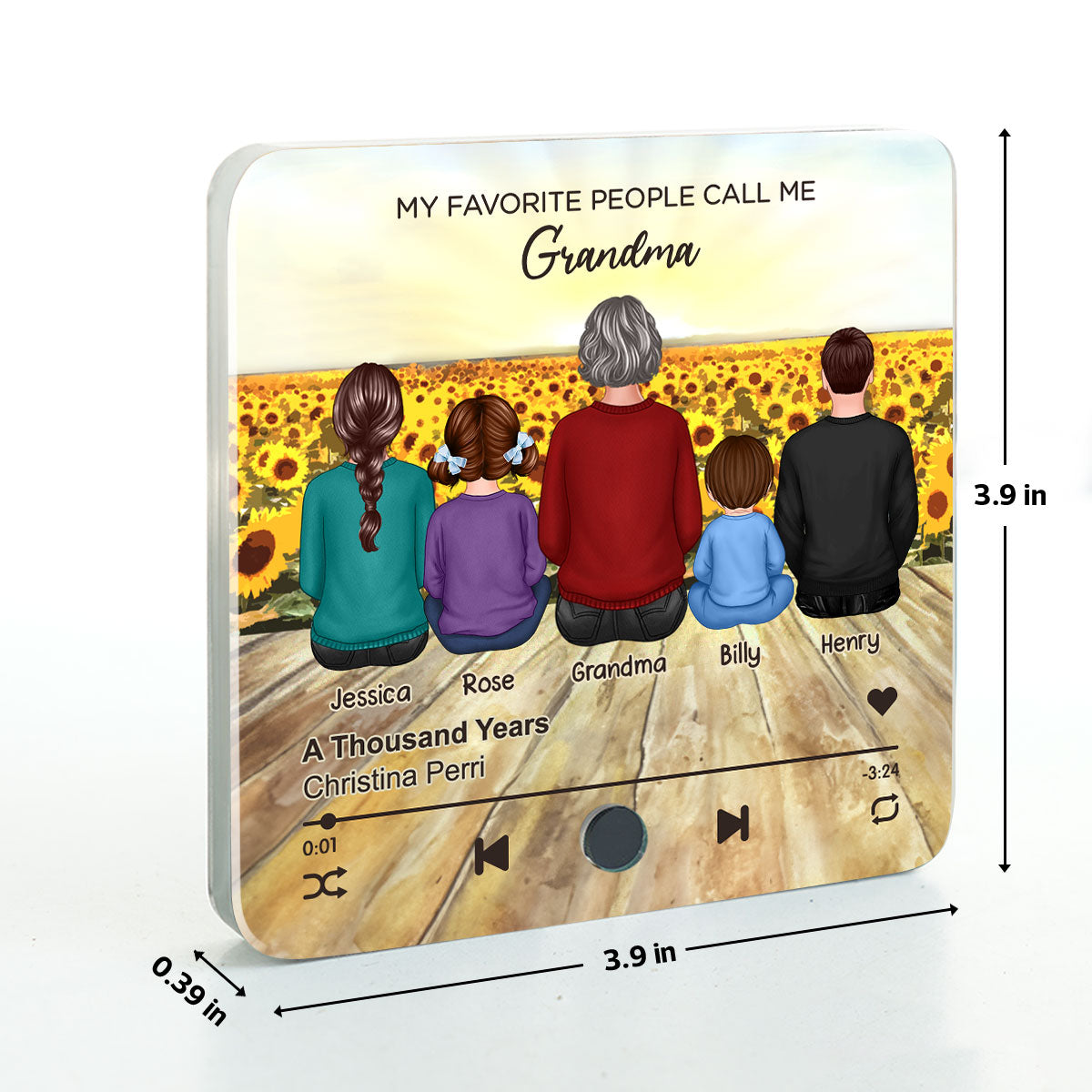 My Favorite People Call Me Nana Sunflower Field Personalized Music Fridge Magnet, Perfect Gift For Nana, Grandma