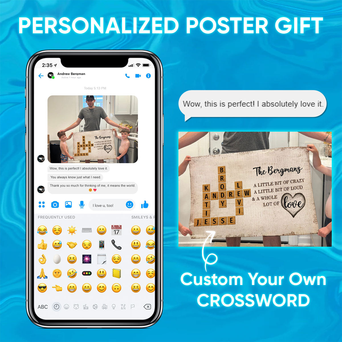 Family Whole Lot Of Love Crossword Puzzle Art - Personalized Poster - Unique & Meaningful Gift For Family