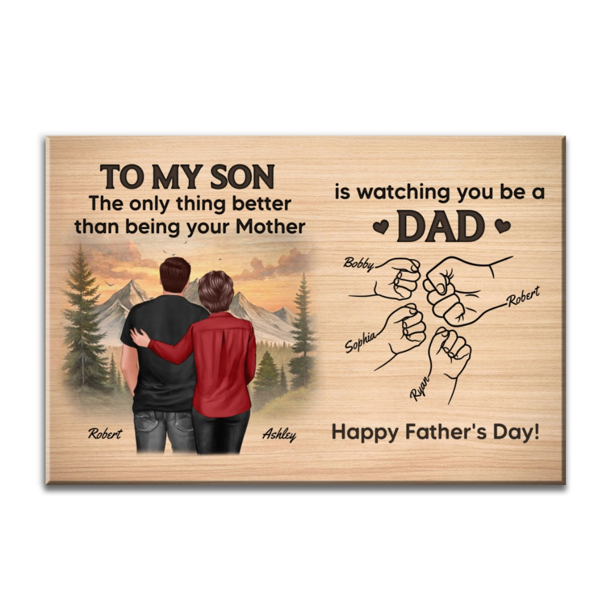 From Mom Dad To Son Watching You Be A Dad Personalized Wrapped Canvas, Gift For Son