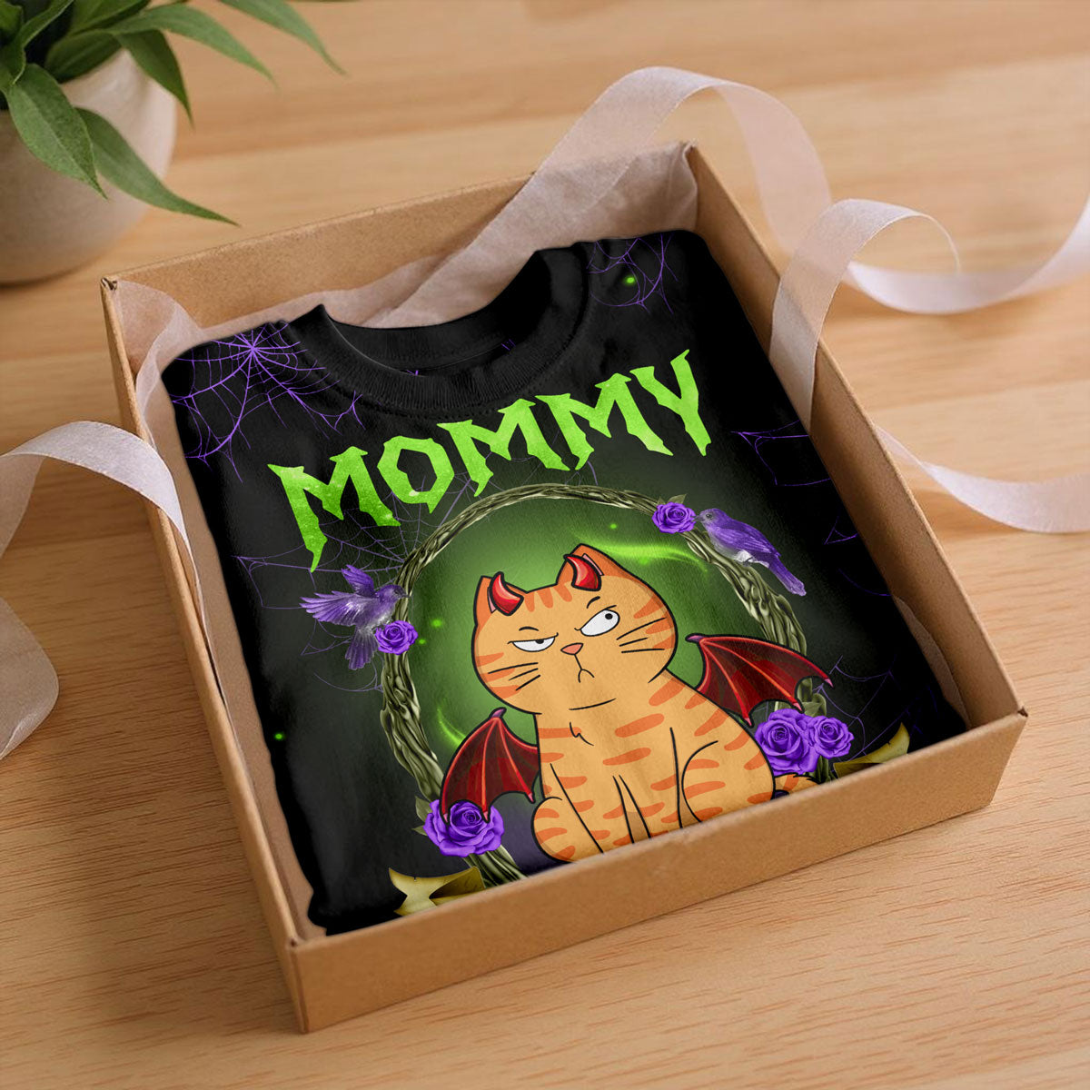 Halloween Purple And Green Theme Mommy Of The Monsters Cats Personalized 3D Shirt