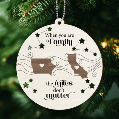 Togetherness for Long Distance Family, Friends, or Sisters - Personalized 2-Layered Wooden Ornament