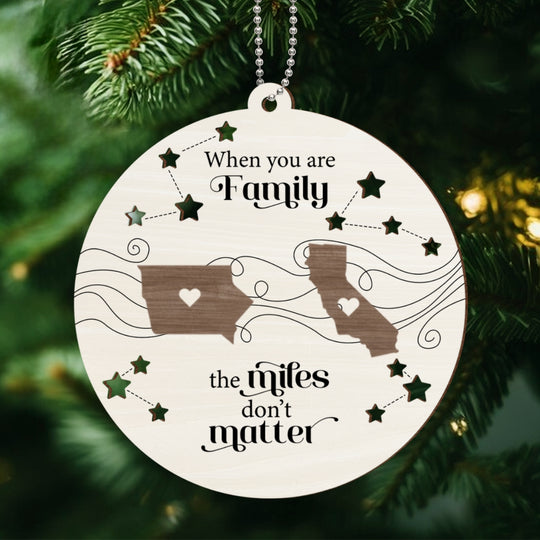 Togetherness for Long Distance Family, Friends, or Sisters - Personalized 2-Layered Wooden Ornament