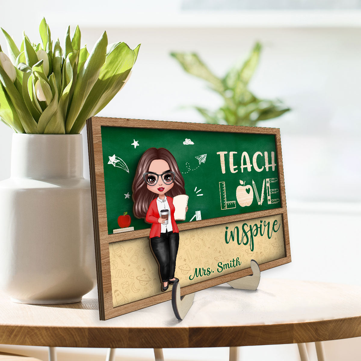 Teacher Green Board Personalized 2-Layer Wooden Plaque, Gift For Teacher, Appreciation Gift