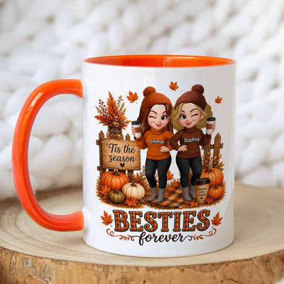 Fall Season Besties Forever - Personalized Mug - Fall Gift for Best Friends