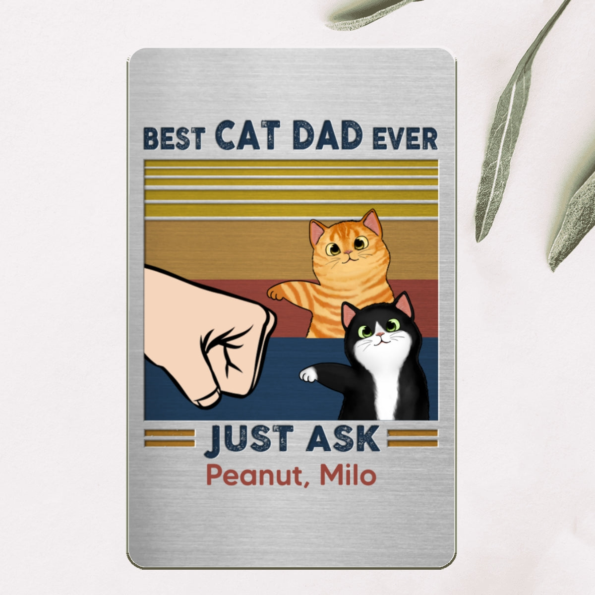 Best Cat Dad Fluffy Cats Personalized Metal Wallet Card